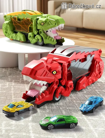 Dinosauří autodráha s 6 autíčky | T-Rex červený nebo zelený