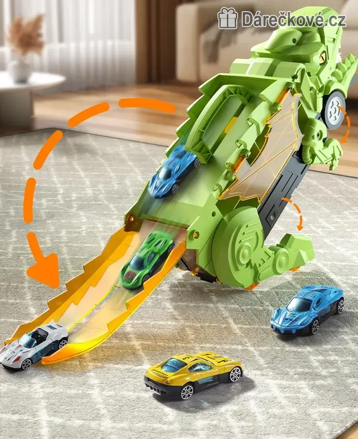 Dinosauří autodráha s 6 autíčky | T-Rex červený nebo zelený