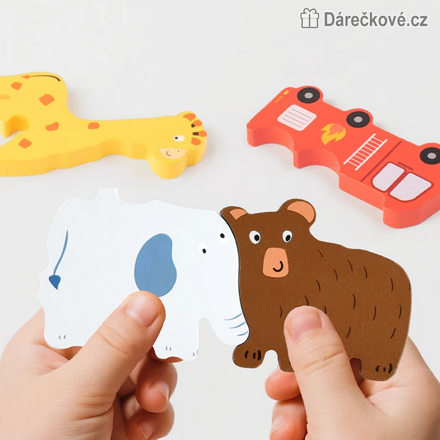 Kreativní dřevěné puzzle 30 cm | Barevné puzzle pro děti ze dřeva