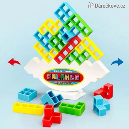 Zábavná hra Tetra Tower Game 48 ks | Balanční věž Tetris pro děti