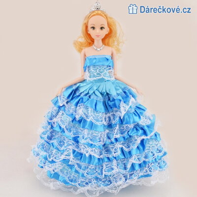 Krásná panenka se světle modrými šaty, 30cm