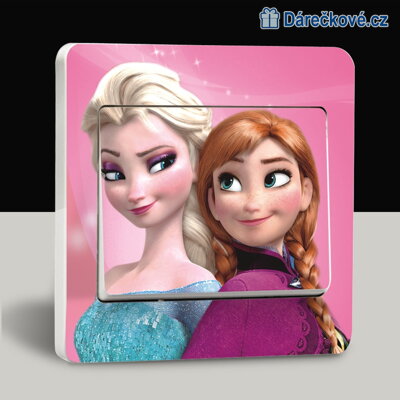 Samolepka na vypínač Ledové království (Elza a Anna, Frozen), 9x9cm