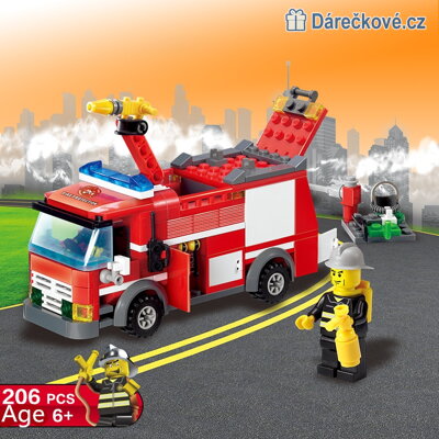 Hasičské auto, 206 dílků, kompatibilní s Lego 