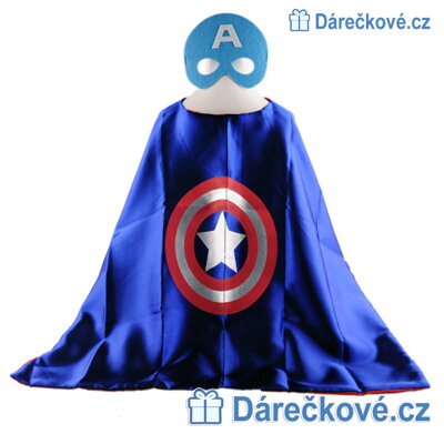 Dětský kostým Kapitán Amerika, plášť s maskou (karnevalový kostým)