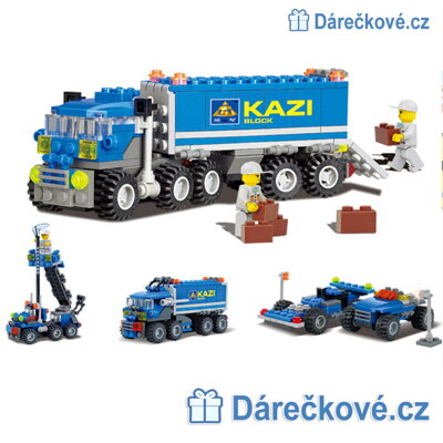Modrý kamion KAZI, 163 dílků, kompatibilní s Lego
