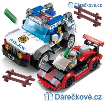 Policejní auto a formule, 264 dílků, kompatibilní s Lego