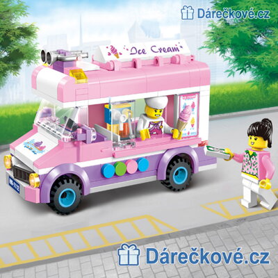 Zmrzlinářské růžové auto, 213 dílků (stavebnice typu Lego)