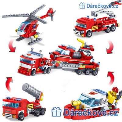 Hasičské vozidla 4v1, 348 dílků (stavebnice typu Lego)