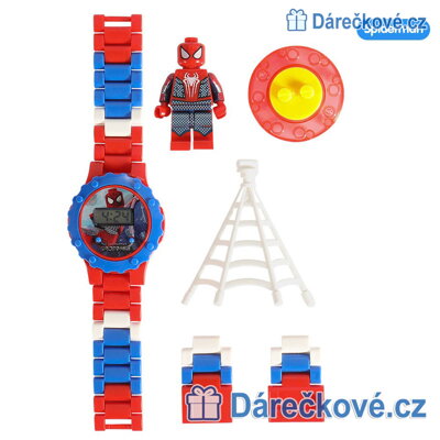 Spiderman digitální dětské skládací hodinky s postavičkou typu Lego