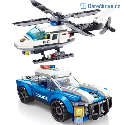 Policejní vrtulník a auto 194 dílků kompatibilní s Lego 