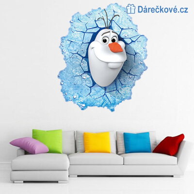 Samolepka Ledové království - Olaf v popraskané zdi (Frozen)