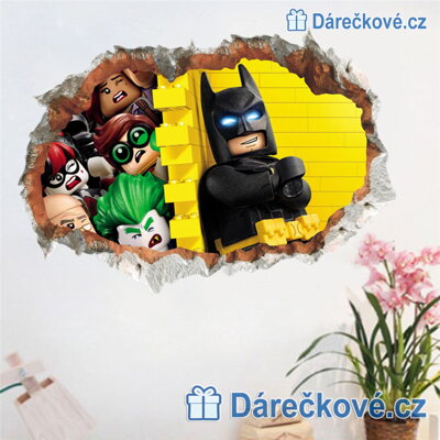 Batman u žluté zdi, samolepka na zeď, vel.70x50cm