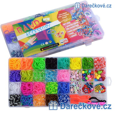 Sada barevných gumiček pro pletení náramků s příslušenstvím