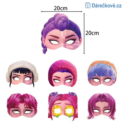 Papírové masky 12ks K-pop: Lovkyně démonů (Demon Hunters)