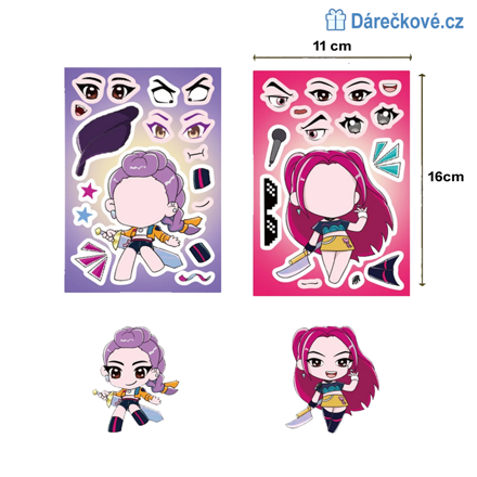 Skládací samolepky 8/16ks K-pop: Lovkyně démonů (Demon Hunters)