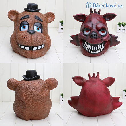 Latexová maska Medvěd Freddy ze hry Five Nights at Freddy's (karnevalový kostým)