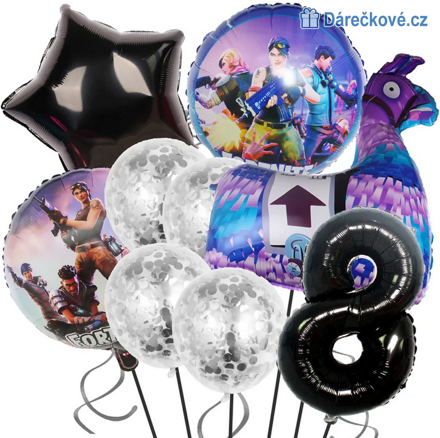 Fortnite narozeninový set foliových balonků 9ks