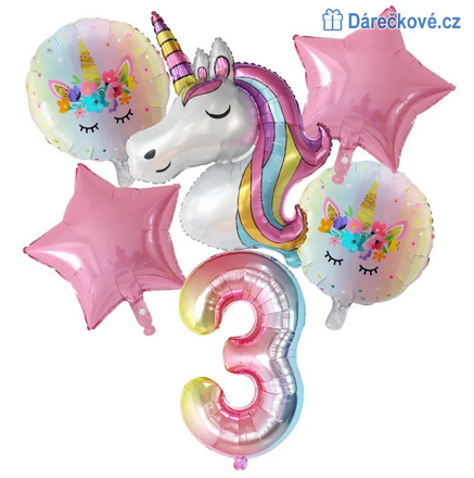 Jednorožec - Unicorn narozeninový set balonků 7ks