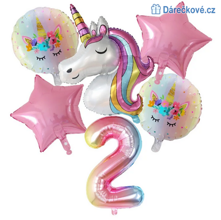 Jednorožec - Unicorn narozeninový set balonků 7ks