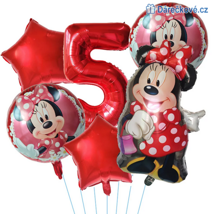 Červená Minnie narozeninový set balonků 6ks