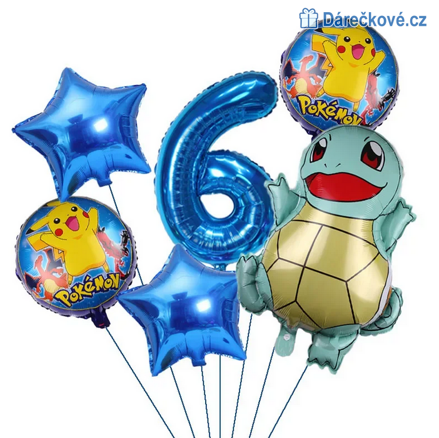 Pokemon narozeninový set balonků 6ks, typ 2