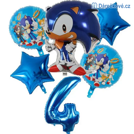  Ježek Sonic narozeninový set balonků 6ks