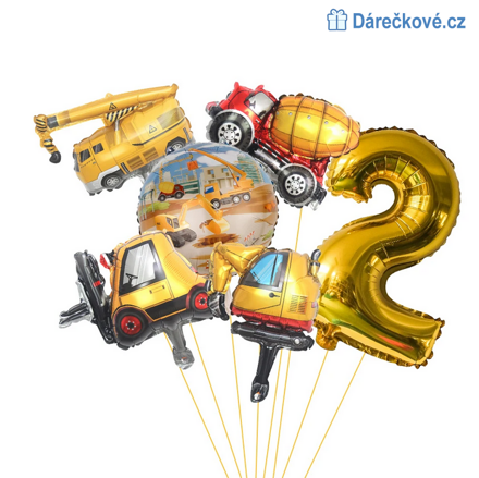 Stavební stroje narozeninový set balonků 6ks
