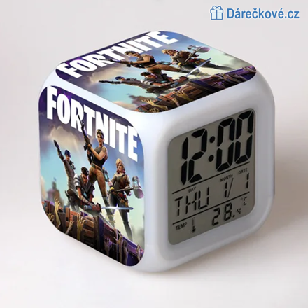 Fortnite – digitální LED budík (hodiny), 7 barev, typ 3