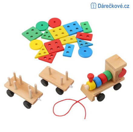 Dřevěný tahací vláček magnetický s délkou 75cm, typ2
