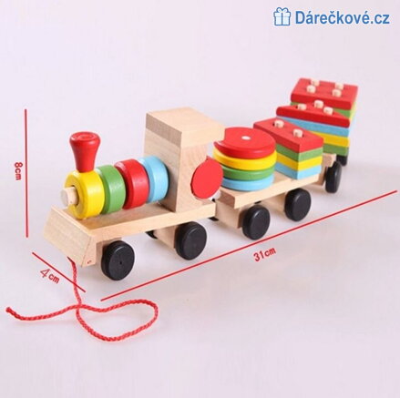 Dřevěný tahací vláček magnetický s délkou 75cm, typ1