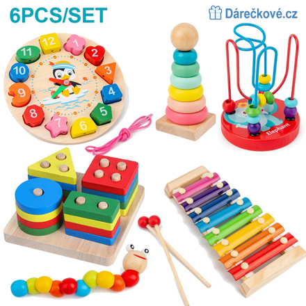 Set dřevěných hraček typu Montessori, 5ks, typ 2