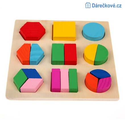 Dřevěné puzzle tvary typu Montessori