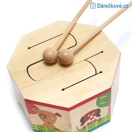 Dřevěný bubínek s paličkami 