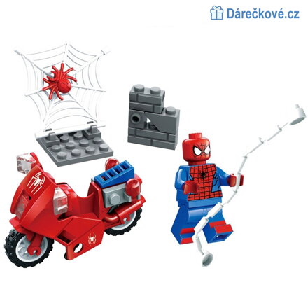 Spiderman s motorkou 36 dílků, kompatibilní s Lego