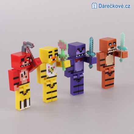 4 pohyblivé figurky Five Nights at Freddy's ve stylu Minecraft