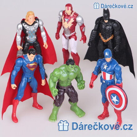 Figurky Avengers, 6 ks, Iron man, Superman, Kapitán A., Hulk, Batman, Thor