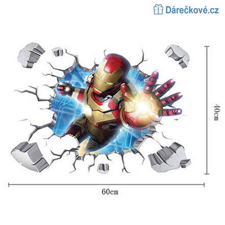 Samolepka Iron Man v rozbité zdi, samolepka na zeď, vel. 60x40cm Samolepka Iron Man v rozbité zdi, samolepka na zeď, vel. 60x40cm