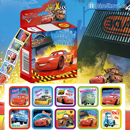 200 ks samolepek z pohádky Cars, vel. 3x3cm