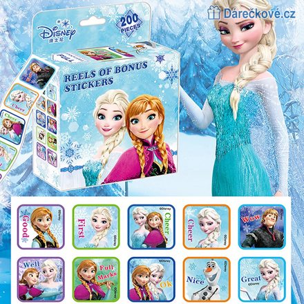 200 ks samolepek Ledové království (Frozen), vel. 3x3cm