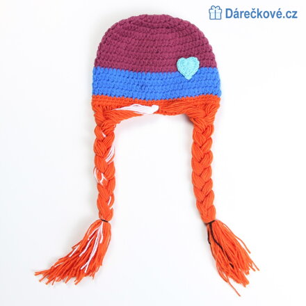 Háčkovaná čepice s copy princezny Elza a Anna z Ledového království (Frozen)