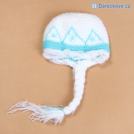 Háčkovaná čepice s copy princezny Elza a Anna z Ledového království (Frozen)