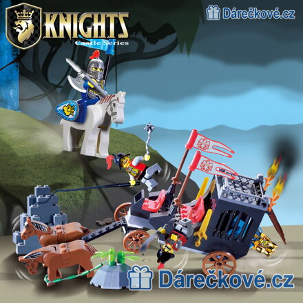 Velký kočár a rytíř na koni Knights, 160 dílků (stavebnice typu Lego)