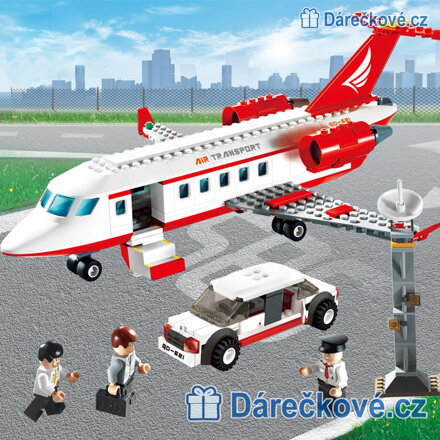 Dopravní červené letadlo, 334 dílků, kompatibilní s Lego