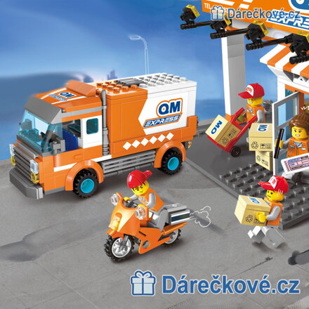 Poštovní auto, motorka a sklad Express, 334 dílků (stavebnice typu Lego)