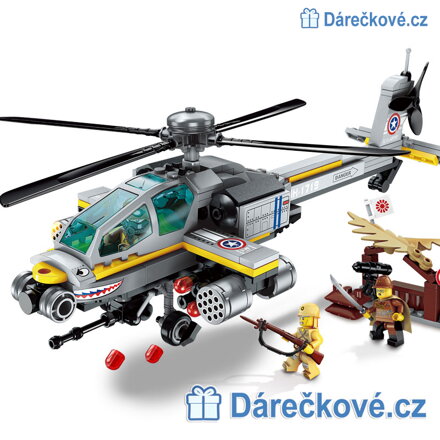 Bojový vrtulník, 280 dílků (stavebnice typu Lego)