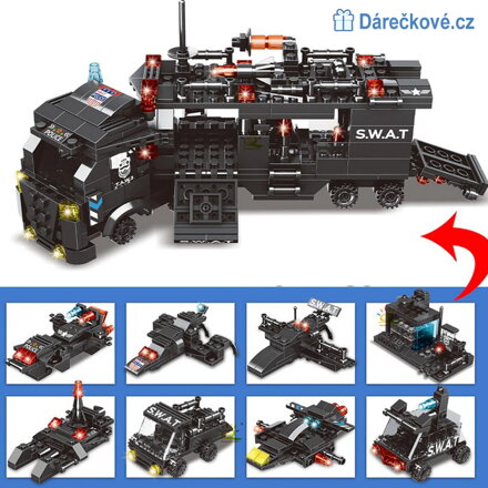 Policejní zásahový transportér SWAT, 454 dílků, kompatibilní s Lego