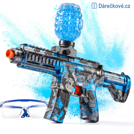 Elektrický samopal typu NERF na vodní kuličky, 4 barvy 