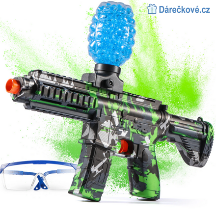 Elektrický samopal typu NERF na vodní kuličky, 4 barvy 