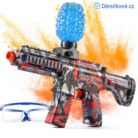 Elektrický samopal typu NERF na vodní kuličky, 4 barvy 