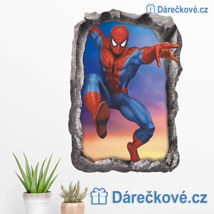 Samolepka Spiderman v rozbité zdi, vel.70x50cm